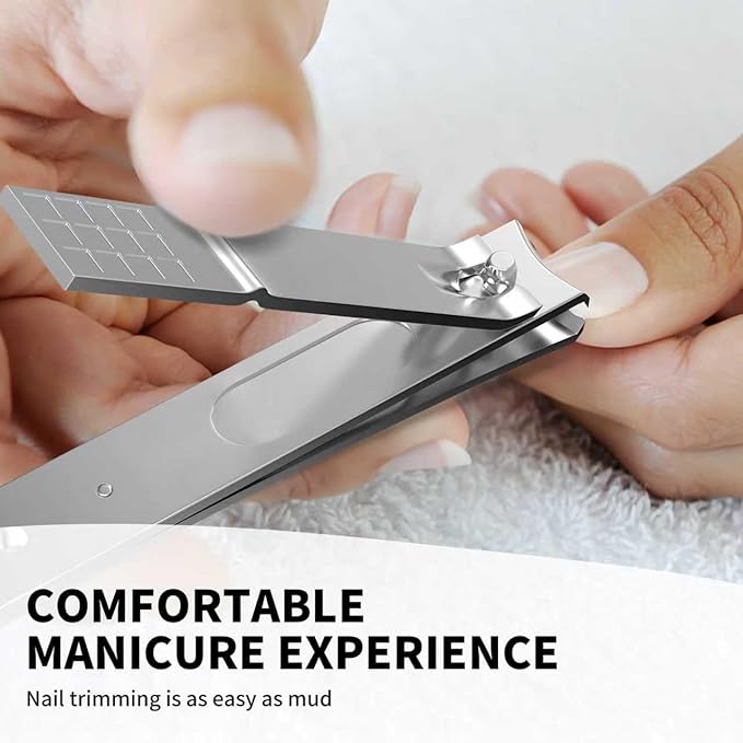 Derlaier Nail Clippers Set - Toenail Clippers & Fingernail Clipper Combo, Dual-Size Stainless Steel Nail Cutters for Home/Travel, Anti-Slip Grip, Ingrown Nail Care Tool (Silvery-Large/Small)