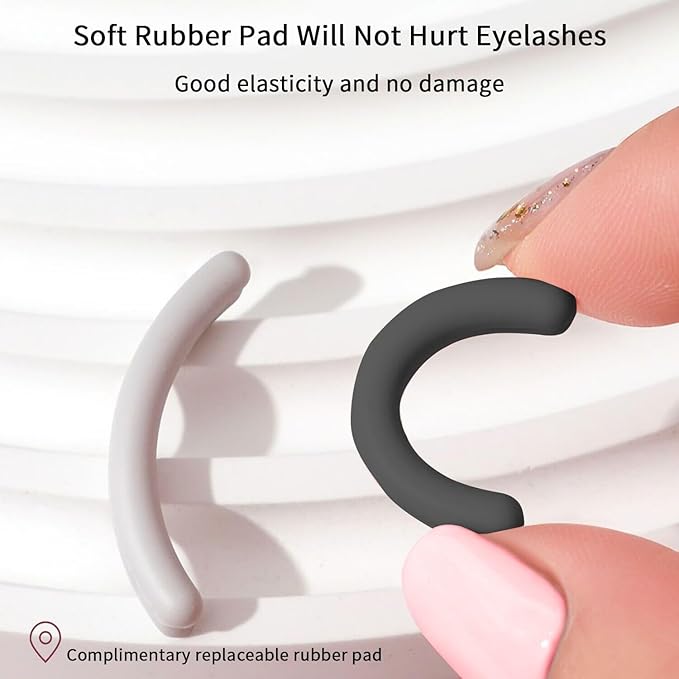 Eyelash Curlers - Plastic Eyelash Curler with Silicone Refill Pads Premium Cute Small Lash Curler for No Pinching or Pulling Eye Lash Curler Makeup Tool for Women Girls Black