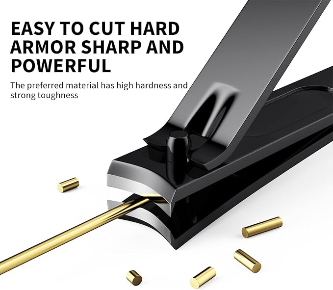 Derlaier Nail Clippers Set - Toenail Clippers & Fingernail Clipper Combo, Dual-Size Stainless Steel Nail Cutters for Home/Travel, Anti-Slip Grip, Ingrown Nail Care Tool (Black-Large/Large)