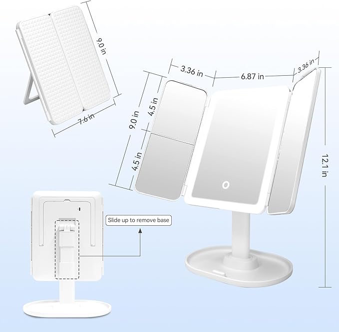 Makeup Mirror with Lights，Vanity Mirror with Lights 2X/3X/10X Magnification, Smart Sensor, Adjustable Stand & Brightness, Travel Makeup Mirror with Type-C Fast Charging 3-Colors, Gifts for Women Girls