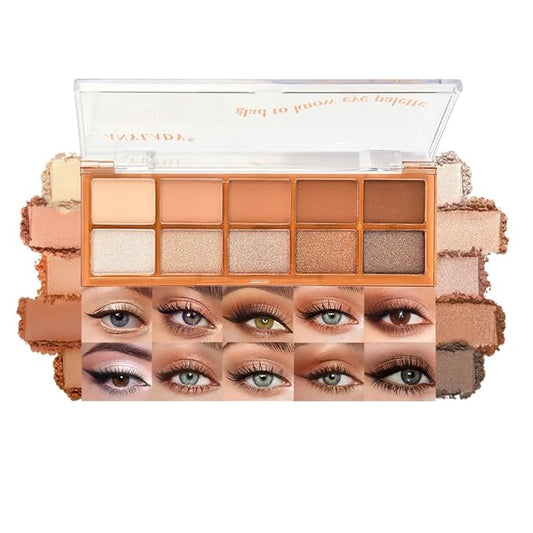 Neutral Nude Brown Matte Eyeshadow Palette – 10 High-Pigment Matte & Shimmer Shades, Waterproof & Smooth Blendable Formula – Long-Lasting Natural Eye Makeup for Daily Wear, Beginners & Mature Women