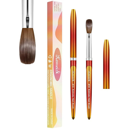 Acrylic Nail Brush Size 10, Kolinsky Nail Art Brushes for Powder Application, Sturdy Handle Oval Shaped Design Tools for Professional Manicure DIY
