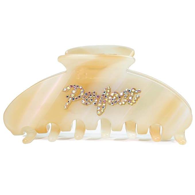 MAORULU Cute Claw Clip for Women – 4.3'' Large Acetate Hair Clips for Thick Thin Curly Long Hair, Durable Hair Clamps Non-slip Jaw Clip, Strong Hold, No Hair Damage, Stylish French Design (Beige)