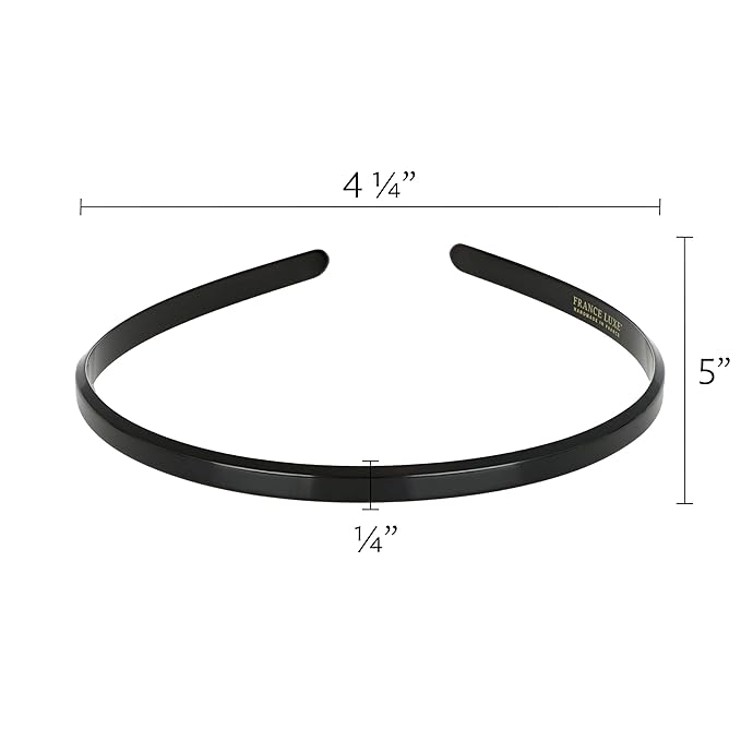 Thin Headband for Women, 1/4" Ultracomfort Plastic Headband, Black & White Horn, Flexible, No Slip Gentle Teeth, All-Day Hold | France Luxe