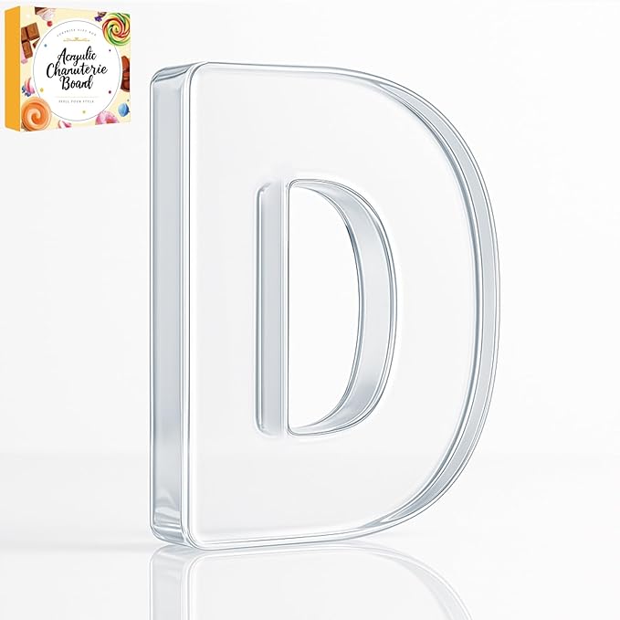 10" Acrylic Charcuterie Letters Fillable Tray, Reusable Alphabet Number Shaped Serving Plates for Charcuterie Board, Display Fruit, Candy, Cake, Party Decor, Birthday, Anniversary（D）