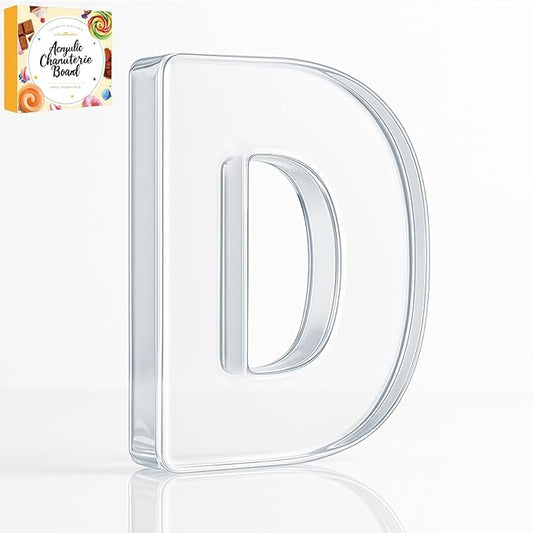 10" Acrylic Charcuterie Letters Fillable Tray, Reusable Alphabet Number Shaped Serving Plates for Charcuterie Board, Display Fruit, Candy, Cake, Party Decor, Birthday, Anniversary（D）