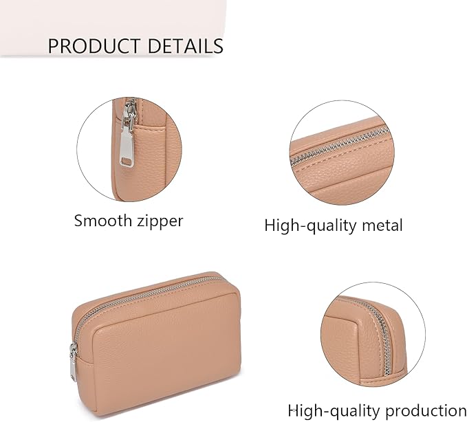 Makeup Bag Large Capacity Women's Classic Black Wash Bag Adjustable Partition Wash Brush and Cosmetic Carrying Bag (Camel pink)