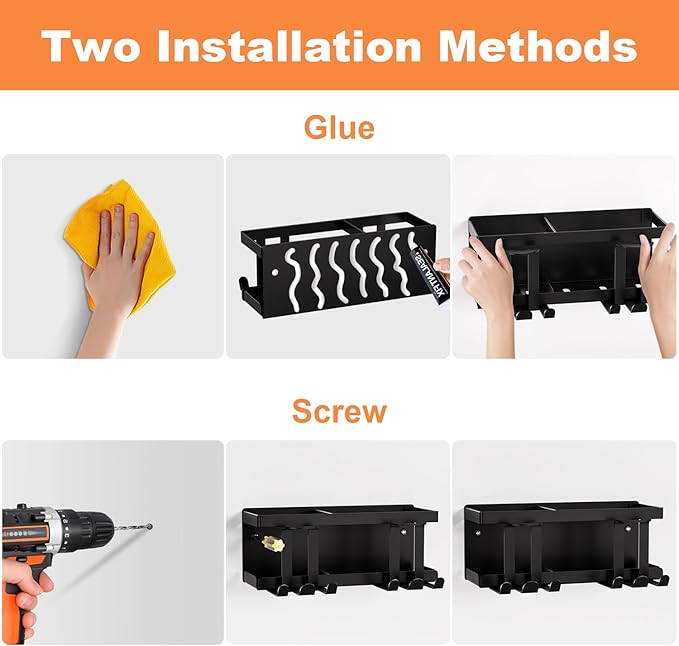 Toothbrush Holders for Bathroom, Toothbrush Holder Wall Mounted Large Capacity Tray, Self Adhesive Tooth Brushing Holder & Bathroom Accessories