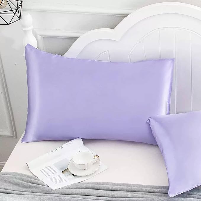 Heatless Curls Overnight Hair Curlers with Satin Pillowcase for Hair and Skin Queen Set, Sleeping Bonnet Eye Mask and Face Massager, 12pcs Hair Styling Tools Set for Sleeping(Purple)