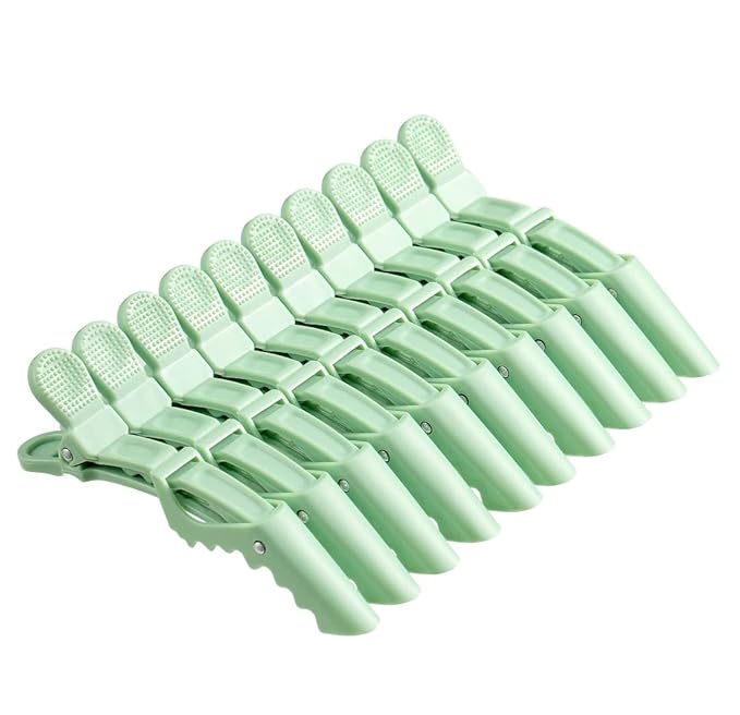 10pcs/set Croc Clips Transparent Plastic Hairdresser Clip Hair Styling Sectioning Barrettes Professional Non Slip Alligator Clip Salon DIY Accessories(10pcs-Avocado Green)