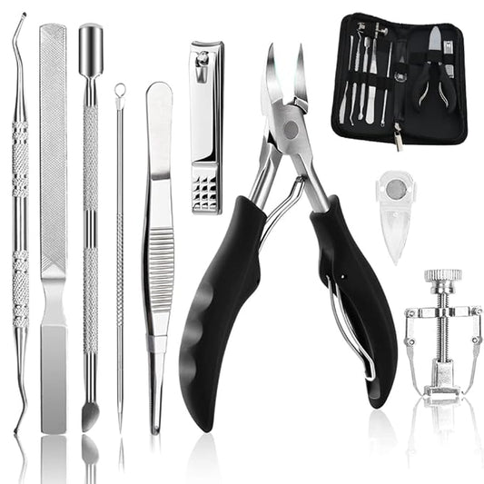10Pcs/set Ingrown Toenail Tools Kit, Nail Treatment Foot Tool,Ingrown Toenail Removal Correction Clippers, Surgery Grade Nail File Lifter, Professional Pedicure Tool