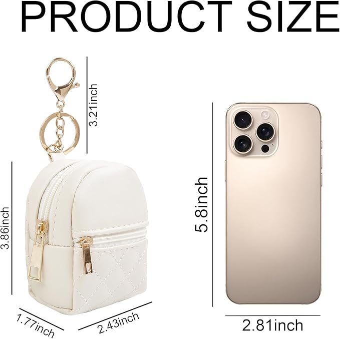4Pcs Mini Backpack Keychain,Cute Cosmetic Bag for Women Christmas Gifts,PU Leather Makeup Bag Key Pocket Lipstick Bag Card Holder Data Cable Organizer Zipper Pouch (black beige pink gray)