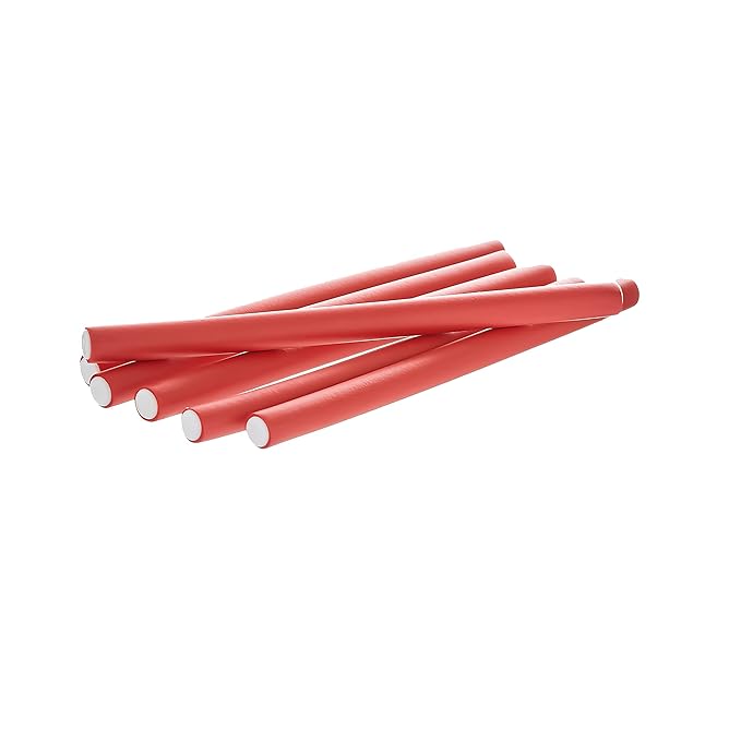 Red by Kiss Flexi Rods 7", 1/2" Diameter - Heatless Hair Curler for 90S Glamorous Bouncy Curls Beach Waves, No Slips, Sleep Styler (6 PCS x 3 Packs)