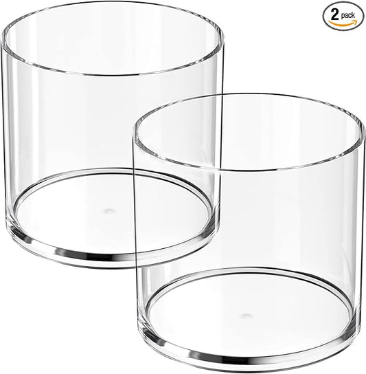 MaxGear Acrylic Pen Holder 2-Pack, Clear Round Makeup Brush Holder & Pencil Cup, Versatile Cylinder Container Organizer for Desk, Cosmetics, Toothbrush, Crayons, Utensils, Office & Stationery Supplies