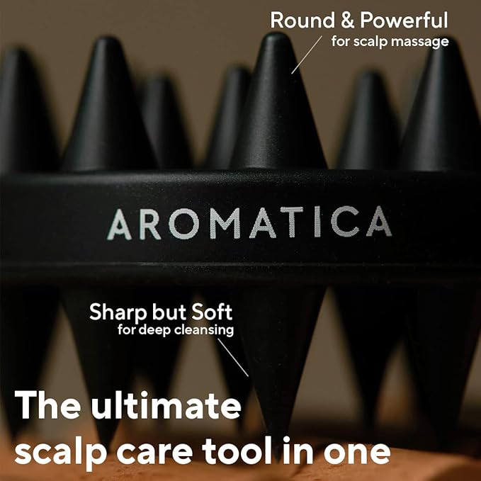 AROMATICA Dual-Sided Scalp Care Shampoo Brush - Silicone Scalp Massager Hair Growth, Scalp Scrubber & Exfoliator, Shampoo Brush for Shower Hair Wash and All Hair Types, Deep Cleansing Scalp Brush