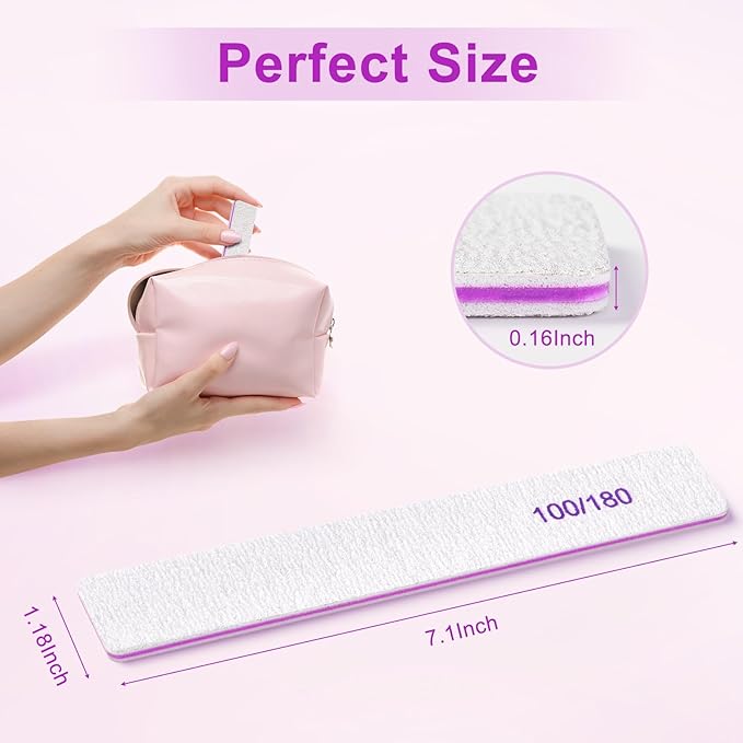 Nail Files (18 Pack), 100/180 Grit Double Sided Emery Boards for Natural & Acrylic Nails, Reusable Manicure for Women & Men, Professional Fingernail Filer & Lima de Uñas for Salon & Home Use