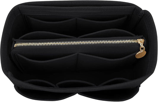 LEXSION Felt Purse Bag Organizer Insert with zipper Bag Tote Shaper Fit Speedy Neverful PM MM