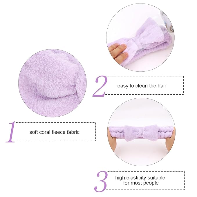 Semato Bachelorette Party Favor Set Bride and Bridesmaid Spa Headband Skincare Headbands for Women Gifts and Party Supplies (Purple)