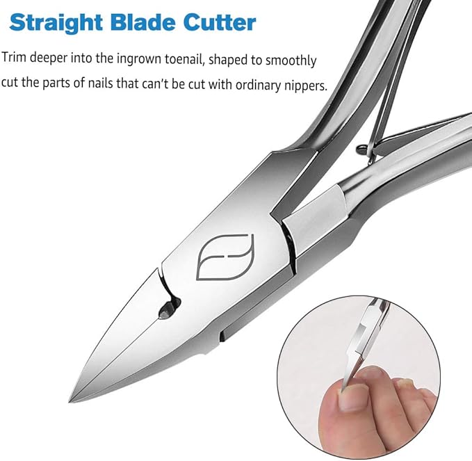 FERYES Toenail Clippers Straight Blade for Thick Toenails, Nail Clippers for Thick and Ingrown Nails - High Temperature Forging Stainless Steel Toe Nail Tools