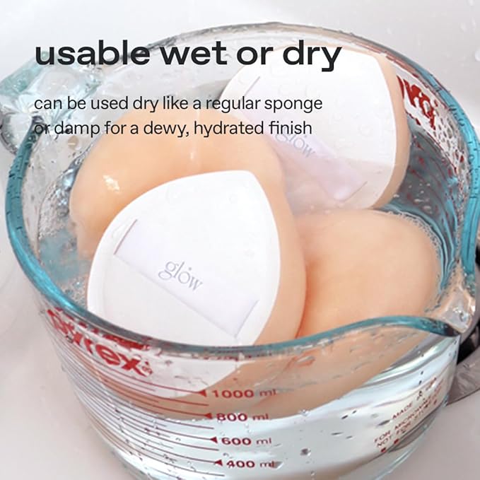 glow cloud sponge 3EA | featuring skin-friendly rubycell | puff-shaped sponge that effortlessly simplifies makeup application, perfect makeup sponge for quick and even application, 0.13 lbs