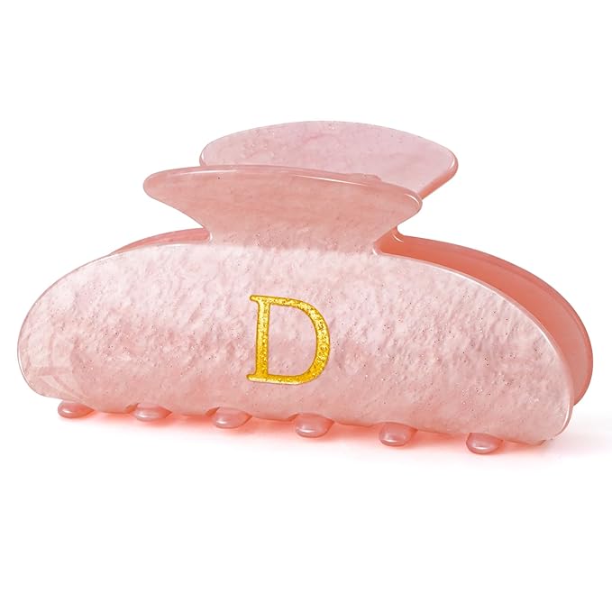 Personalized Birthday Gifts for Daughter,Initial Cute Hair Clips Hair Claws for Women Friends Female Friendship Girlfriend Wife Gifts Idea - Pink,D