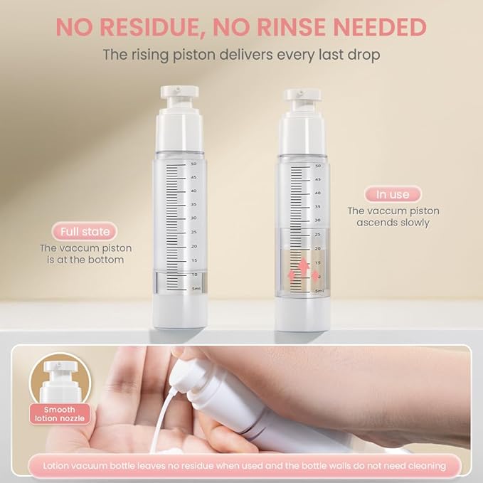 7 Pcs Travel Bottles Kits, TSA Approved Leak Proof Toiletry Container Set, Graduated Vaccumn atomizer and Lotion Bottle, Squeeze Bottle, Transparent Cream Jar, for Shampoo Lotion Cream Cosmetic