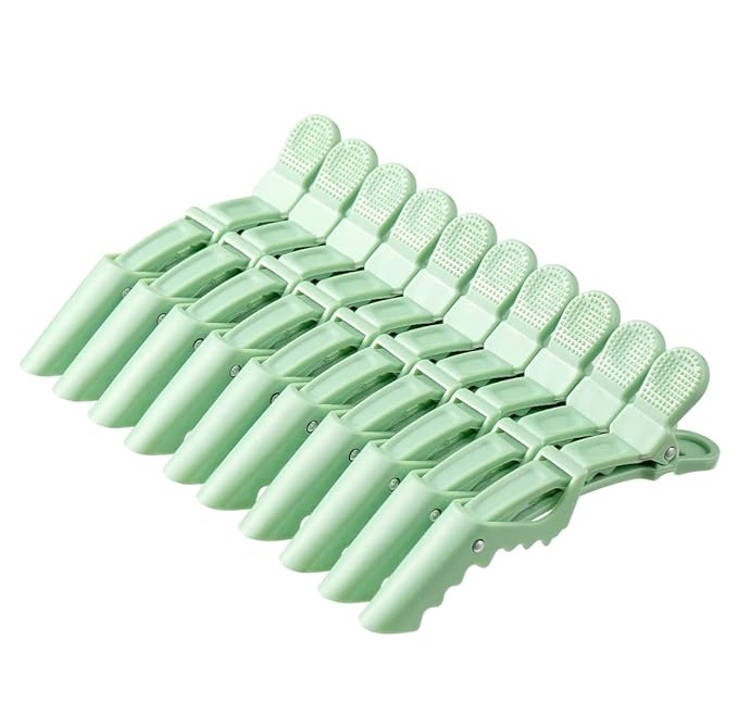 10pcs/set Croc Clips Transparent Plastic Hairdresser Clip Hair Styling Sectioning Barrettes Professional Non Slip Alligator Clip Salon DIY Accessories(10pcs-Avocado Green)