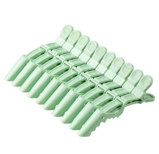 10pcs/set Croc Clips Transparent Plastic Hairdresser Clip Hair Styling Sectioning Barrettes Professional Non Slip Alligator Clip Salon DIY Accessories(10pcs-Avocado Green)