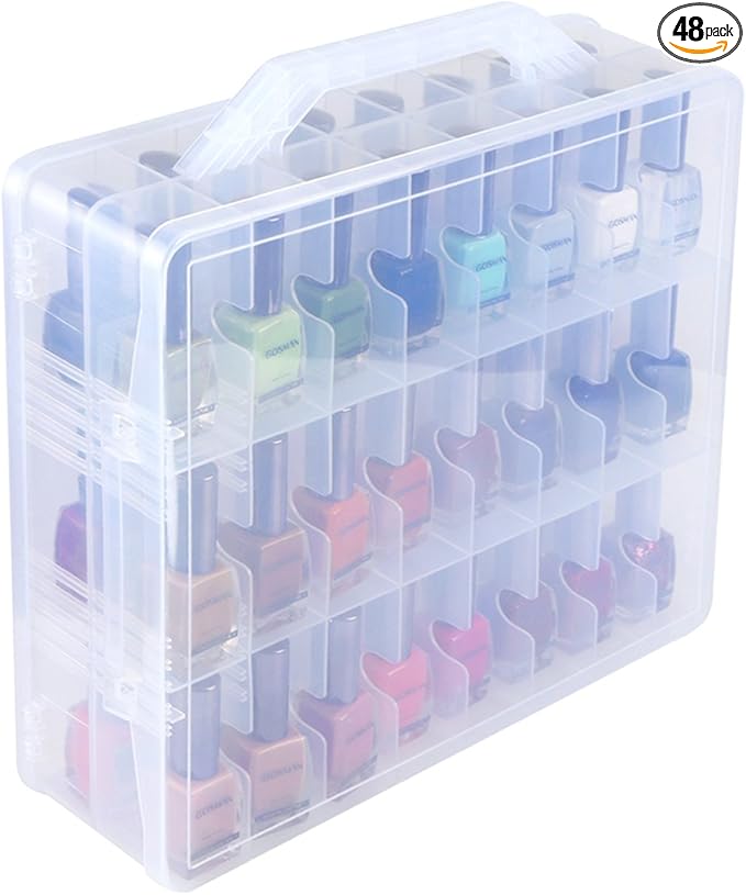 Kissbuty Universal Nail Polish Holder Organizer for 48 Bottles Adjustable Dividers Space Saver