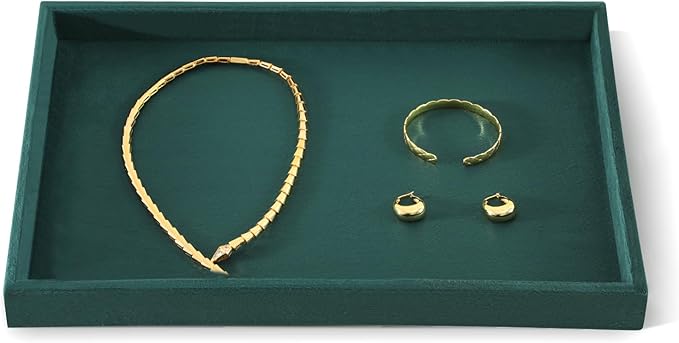 Jewelry Organizers And Storage, Velvet Jewelry Trays,Premium Flat Watch Tray,Luxury Jewelry Display For Vendors,Green Necklace Display For Selling