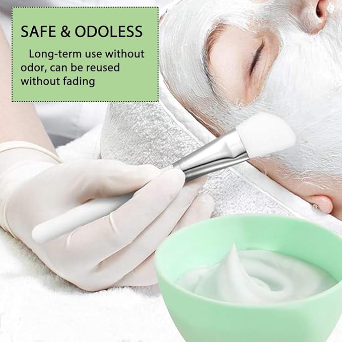 10 Pcs Diy Face Mask Mixing Bowl, Home Use Silicone Facial Mask Mixing Bowls Set Plastic Facial Mask Mixing Masks Set - DIY Skincare Mixing Tool Kit (Green-10Pcs)