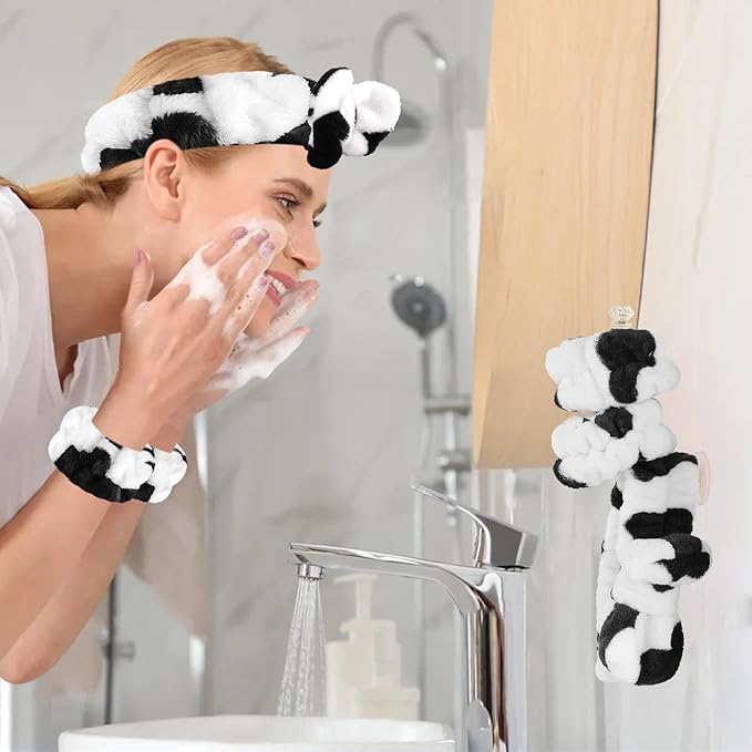 Face Wash Headband and Wristband Set, Microfiber Wristbands for Washing Face Absorbent Spa Wristbands, Great Elasticity, Soft and Breathable, Fitness Enthusiasts, Skin Care Lovers