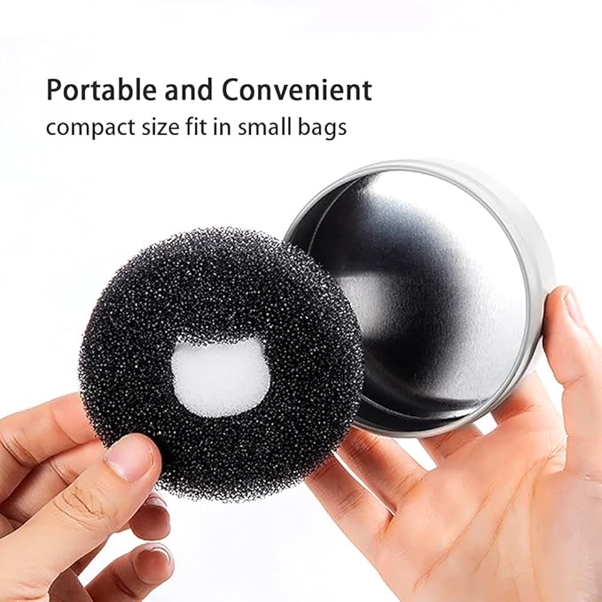 Makeup Brush Cleaner - 4 Pack Color Removal Sponge Brush Cleaner with One Silver Tin and Lid - Stipple Sponge for Quick Color Switch, Travel (Cat)