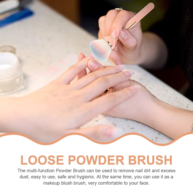 Nail Dust Brush Portable Makeup Brush for Loose Powder and Blush with Soft Handle Compact Size for Nail Art and Makeup Application