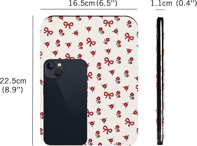 Portable Folding Makeup Mirror,Compact Small Mirror with Cosmetic Desktop Standing for Travel, Camping, Vanity Table, Room Decor, Beauty, Gifts (Red Roses Pattern)