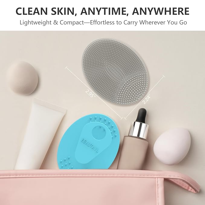 Face Scrubber 4 Pack, BEAUTAIL Silicone Manual Facial Cleansing Brush for Men Women, Gentle Face Scrubber Exfoliator, Skin Care Exfoliating Face Brush, Black+Green+Pink+Darkblue