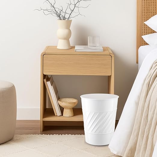 Monarch Abode Metal Bathroom Trash Can – Waste Basket for Bedroom, Office Desk, & Dorm, Handcrafted Wave Embossed, Durable Decorative White Small Trash Can Bathroom Garbage Bin Wastebasket