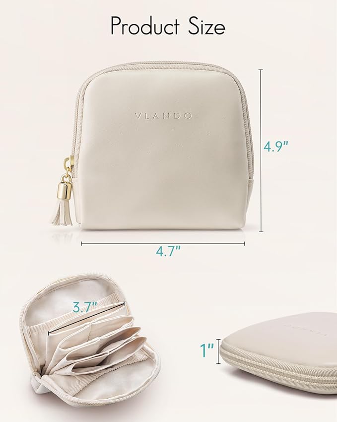 VLANDO Small Travel Jewelry Case,Wedding Gifts for Women,Jewelry Pouch Bags with Zipper,Velvet Jewelry Organizer Storage Bag for Bracelet Rings Earring-Cream White