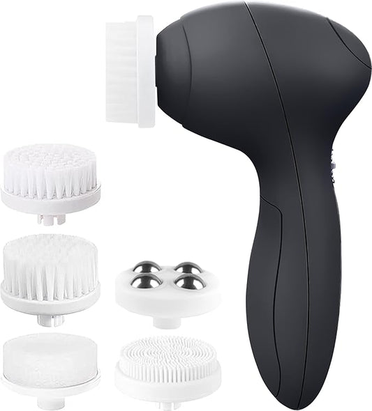 Facial Cleansing Brush Face Scrubber Exfoliating Cleaning Skin Care Cleanser Wash Women Girls Electric Beauty Powered Exfoliator Skincare Spin Tools Scrub Washer Self Care by VISOFO (Onyx)