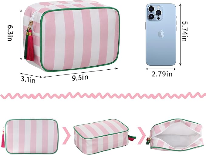Makeup Bag Travel Cosmetic Bag Organizer Tassel Toiletry Bag Large Canvas Zipper Pouch Mahjong Tile Bag