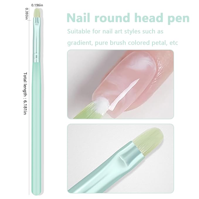 SILPECWEE 5pcs Acrylic Nail Brush Set Macaron Color Nail Art Brush Detail Liner, French Tip, Cleaning Fingernail, Gel Builder, Nail Design Brushes Painting Pen Manicure Brush Tool