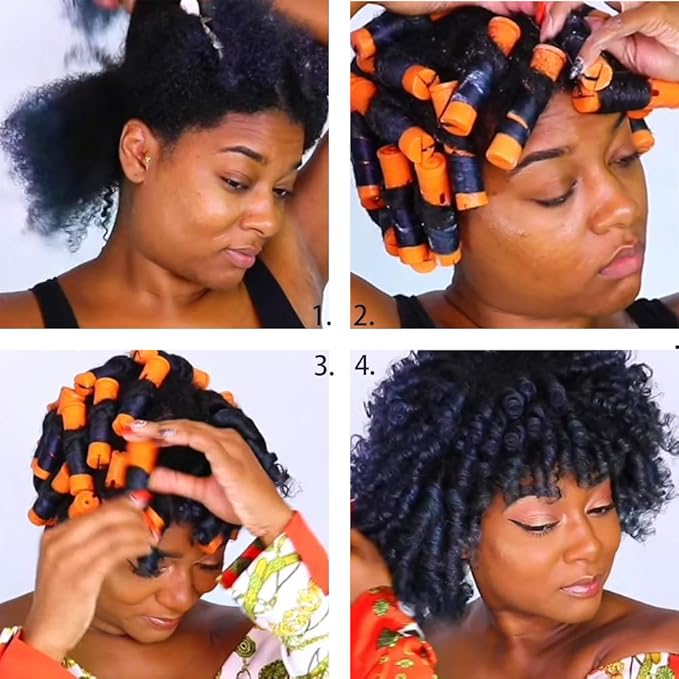 Perm Rods Large Hair Rollers for Natural Long Short Hair Styling Tool Hair Curlers Dark Orange Color
