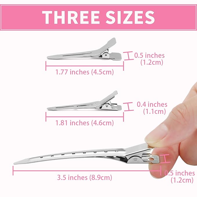 Metal Hair Clips For Women Styling 60-Piece Set | Silver Duckbill Clips with Storage Box | 3 Sizes (3.5"/1.81"/1.77") for Hair Styling, Roller Setting, Salon Use & DIY Crafts