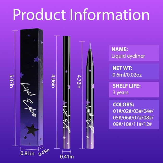 evpct Lavender Purple Matte Liquid Eyeliner Waterproof Smudge Proof, Purple Eye Liner Liquid Liner for Face Body Paint, Long-lasting Eyeliner Waterline Thin Quick-dry Eyeliners Eye Makeup Stay all Day