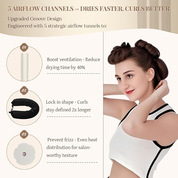 Heatless Hair Curler Heatless Curls Overnight Heatless Blowout with Luxury Cloth Bag satin Scarf, Curling Rod Headband to Sleep in No Heat Curling with (Black, 3Rods)