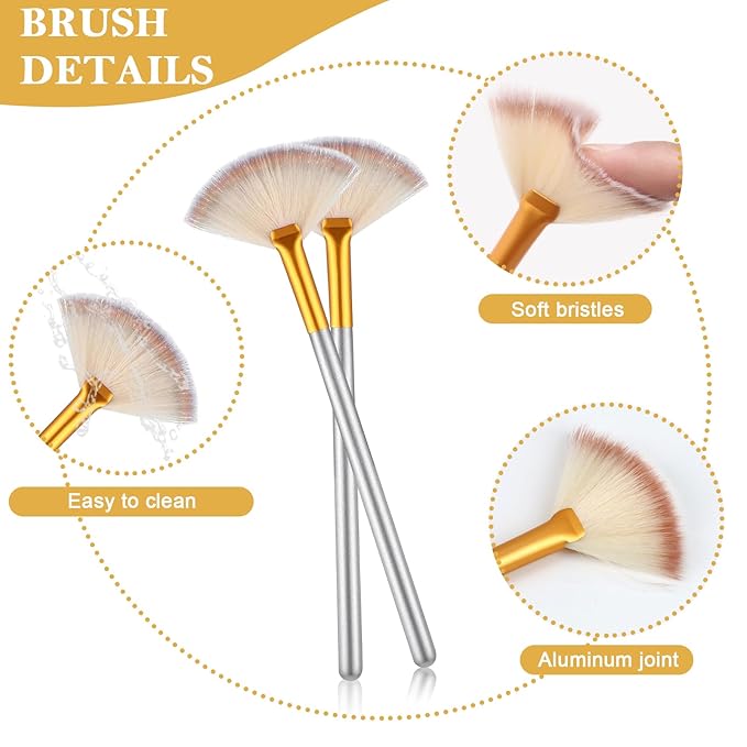 8 Pcs Gold Facial Bowl and Brush Set 4 Gold Stainless Steel Mixing Bowls 4 Facial Fan Brushes Esthetician Face Mask Brush for Mud Cream Makeup Spa Salon (8 Pcs)