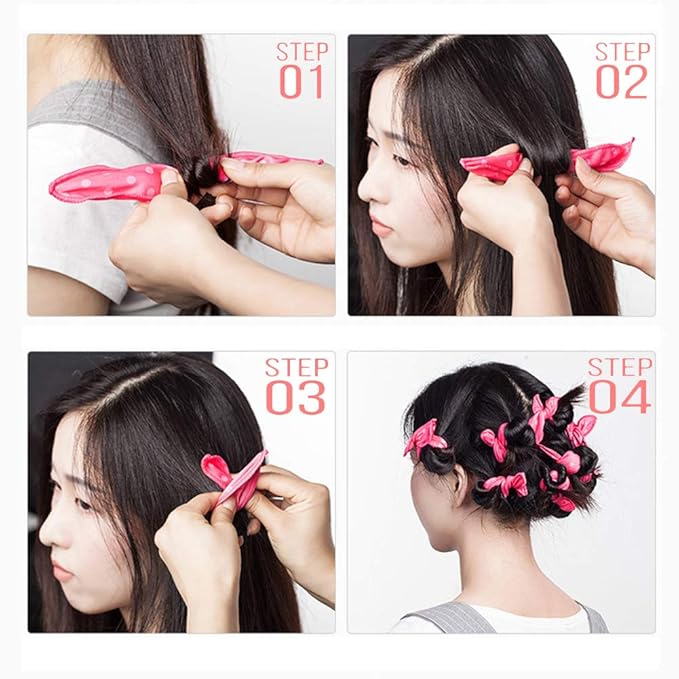 40 Soft Heatless Hair Curlers - Large Overnight Pillow Sponge Rollers for Curly Hairstyle