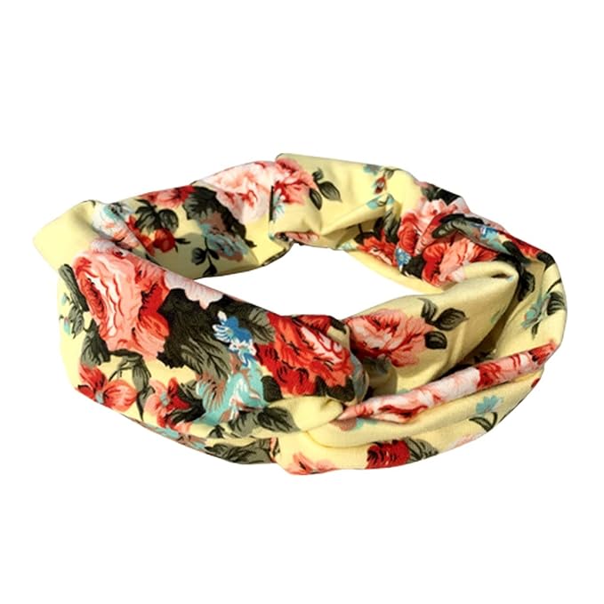 DRESHOW 4 Pack Boho Headbands for Women Girls Yoga Criss Cross Knot Hairbands Vintage Flower Headwraps