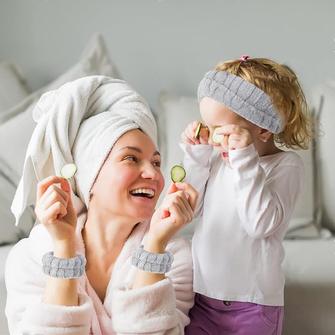Face Wash Headband and Wristband Set - Microfiber Wrist Towels with Holder for Spa, Absorbent Scrunchies