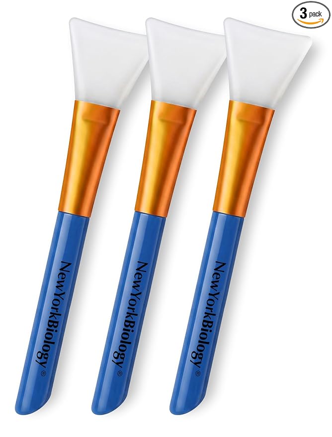 New York Biology 3 pcs Face Mask Brush Applicators – Silicone Face Brushes for Mud Masks, Clay Masks and Thick Paste – Face Mask Applicator for Smooth Application